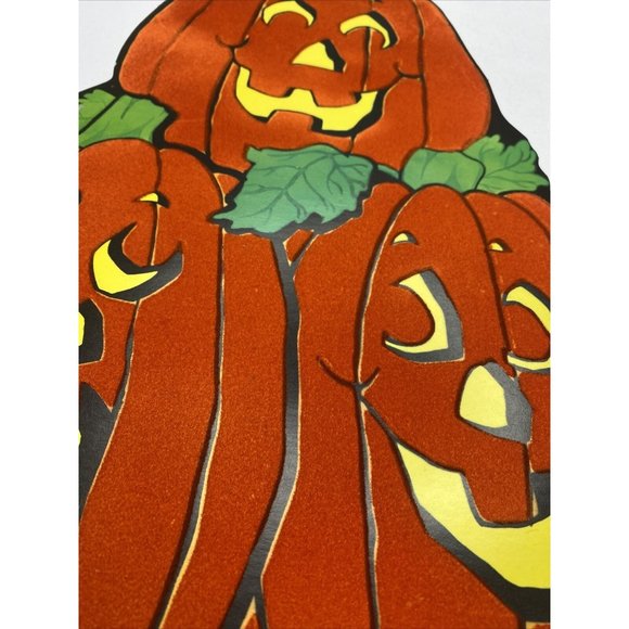 Vintage Halloween Decorations Cardstock Decor Pumpkin Two Sided Velvet - Picture 7 of 7
